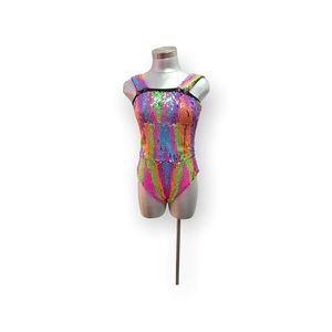 Designer Maggie Barry custom made sequence bodysuit.Festival wear.